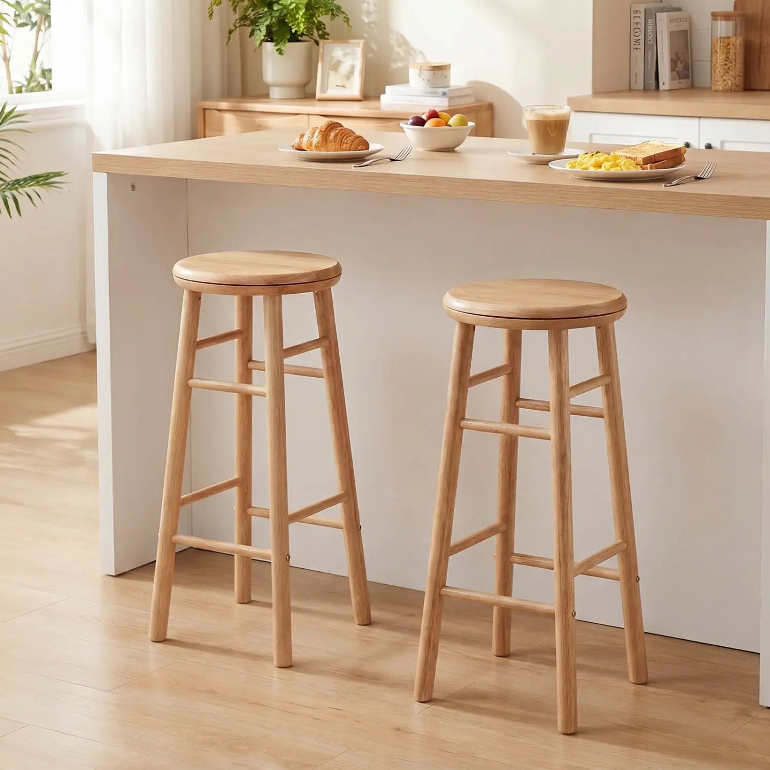 29" Swivel Bar Stools Set of 2 with Footrests by DirectDeals