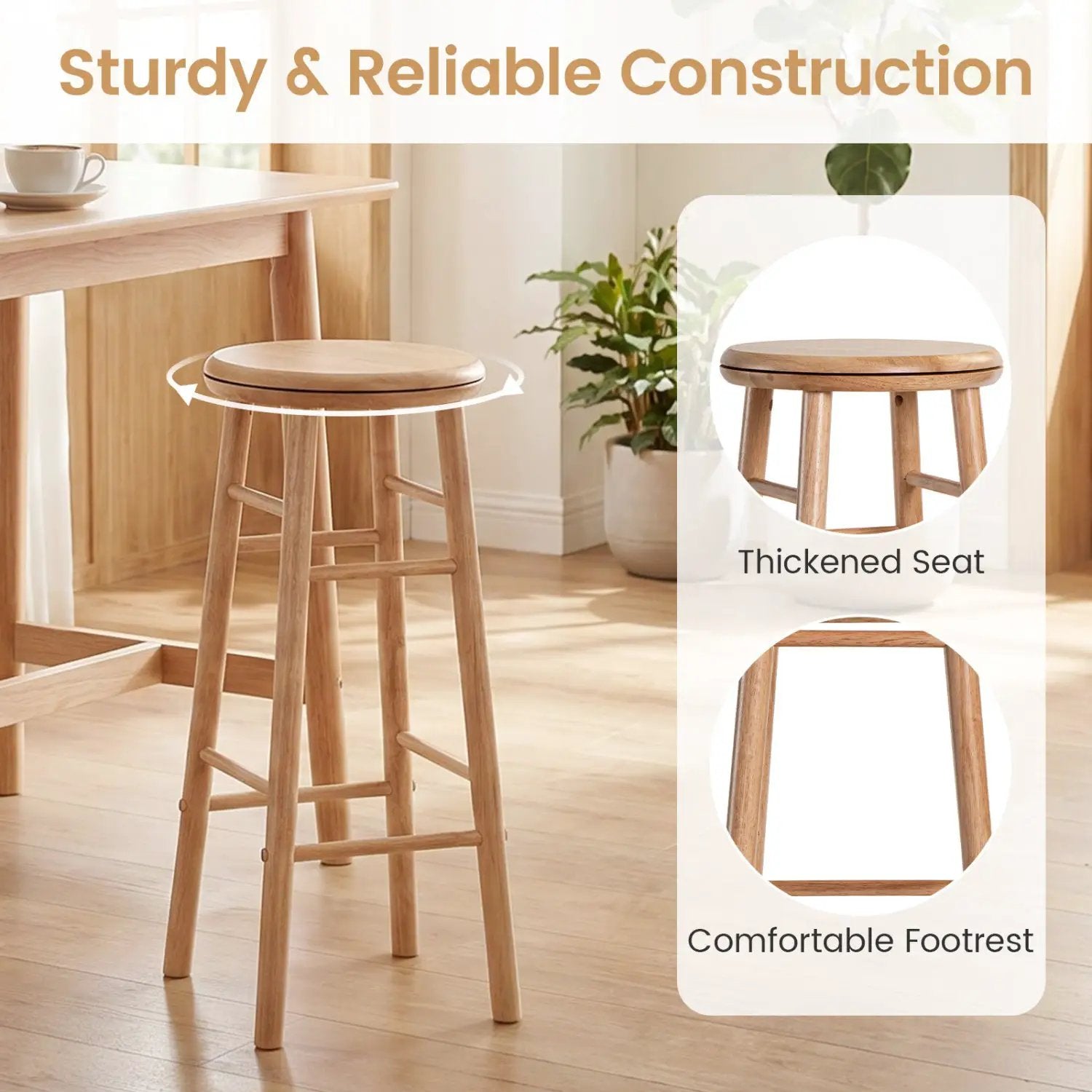 29" Swivel Bar Stools Set of 2 with Footrests by DirectDeals