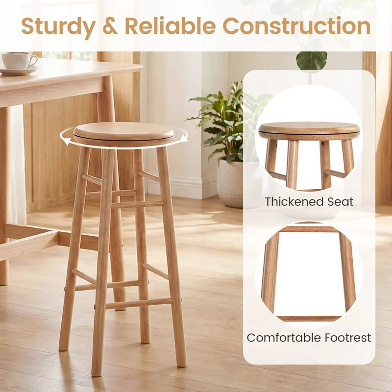 29" Swivel Bar Stools Set of 2 with Footrests by DirectDeals