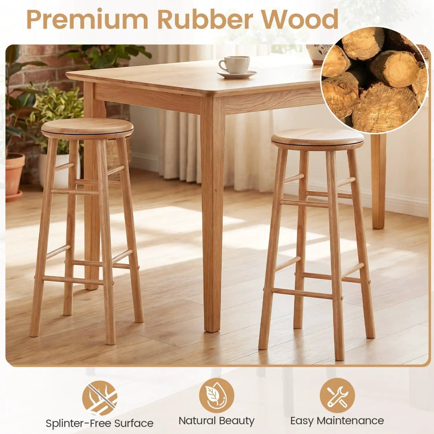 29" Swivel Bar Stools Set of 2 with Footrests by DirectDeals