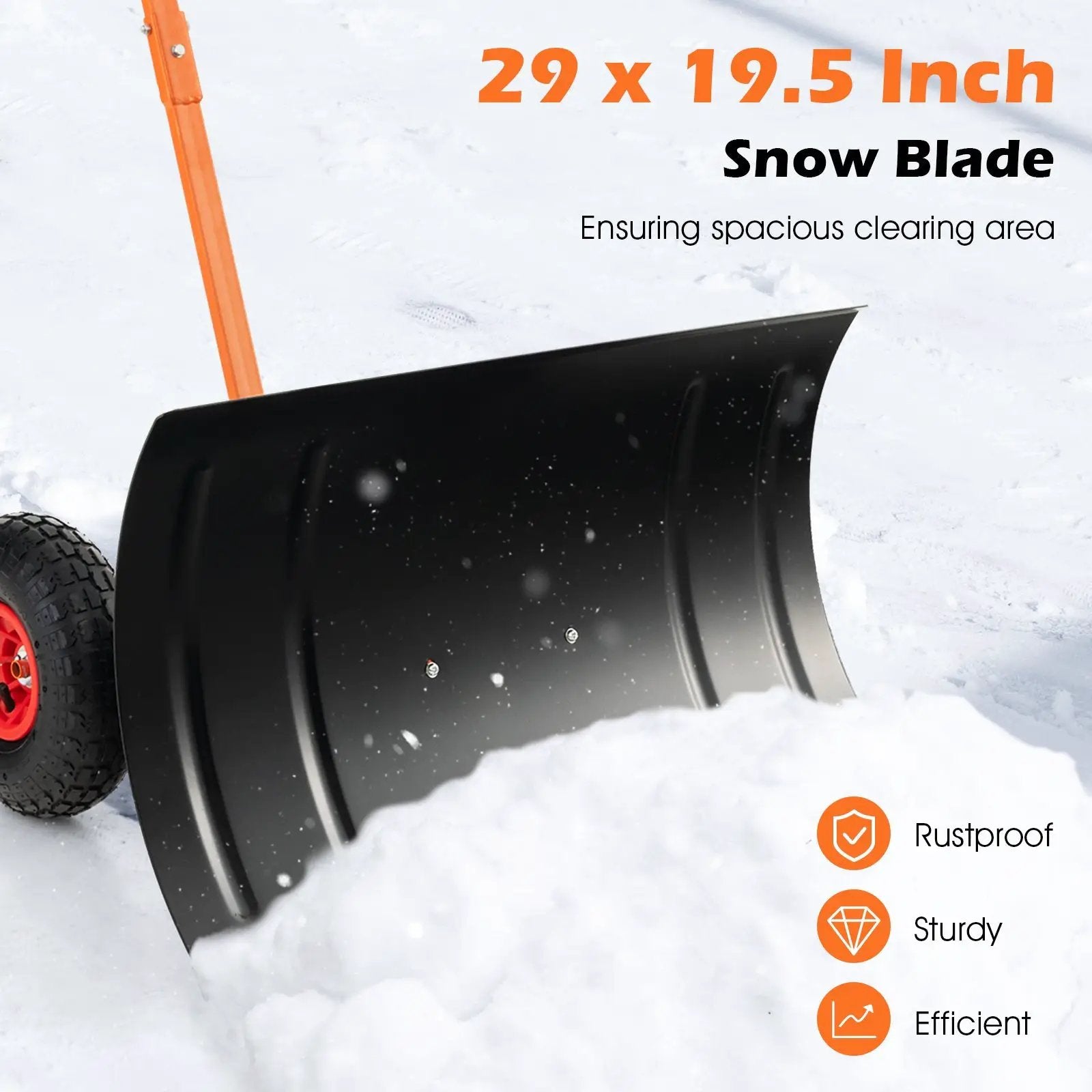 29 Inches Snow Pusher for Driveway-Orange by DirectDeals