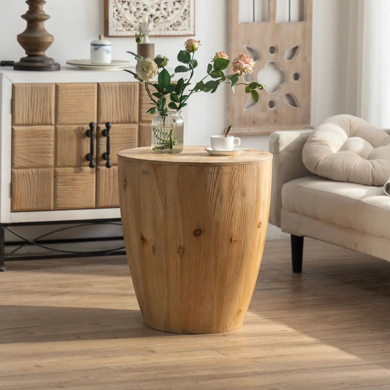 Vintage Style Barrel Coffee Table With Storage by Unique Piece Furniture