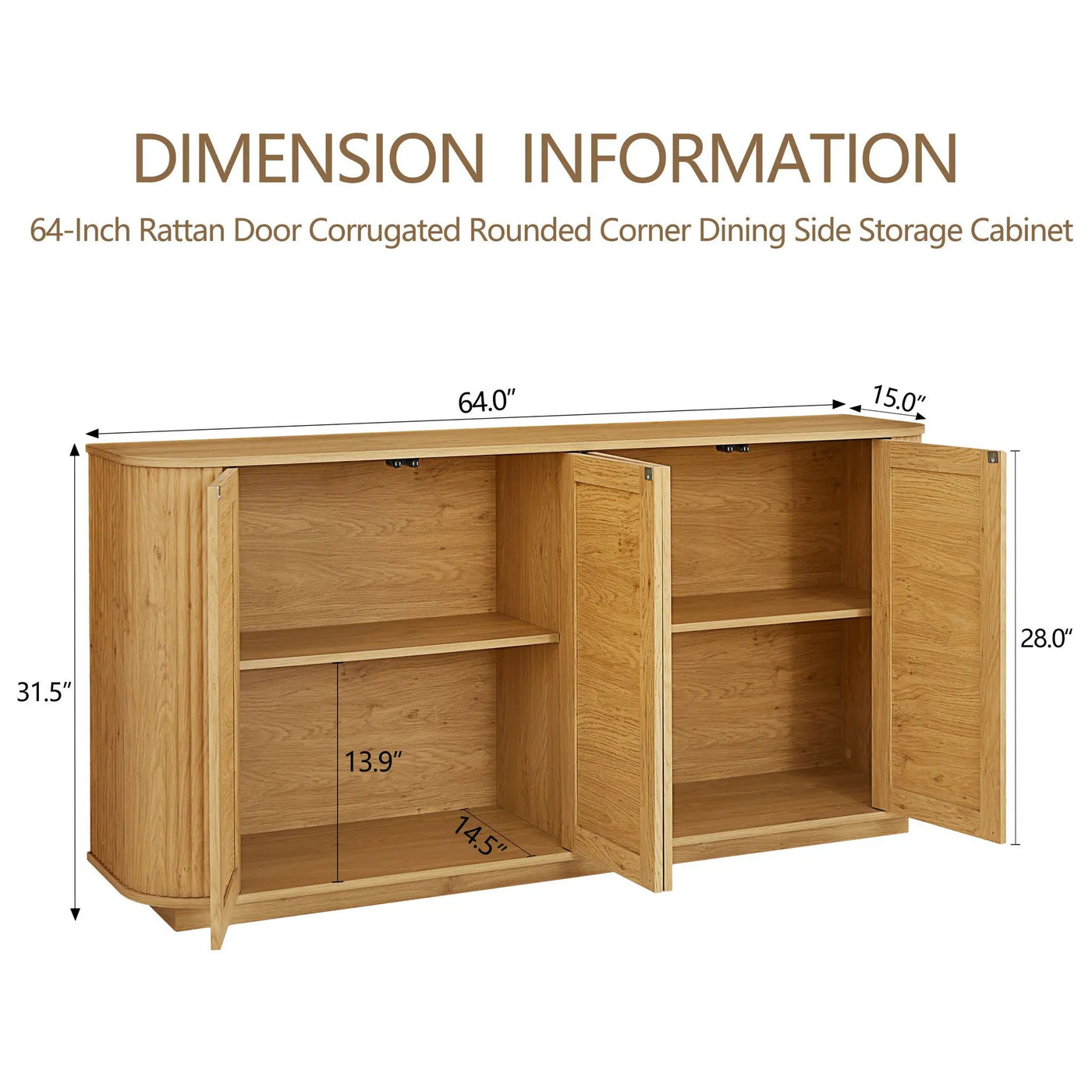 Contemporary Wave Shaped TV Stand With Rattan Doors by Unique Piece Furniture
