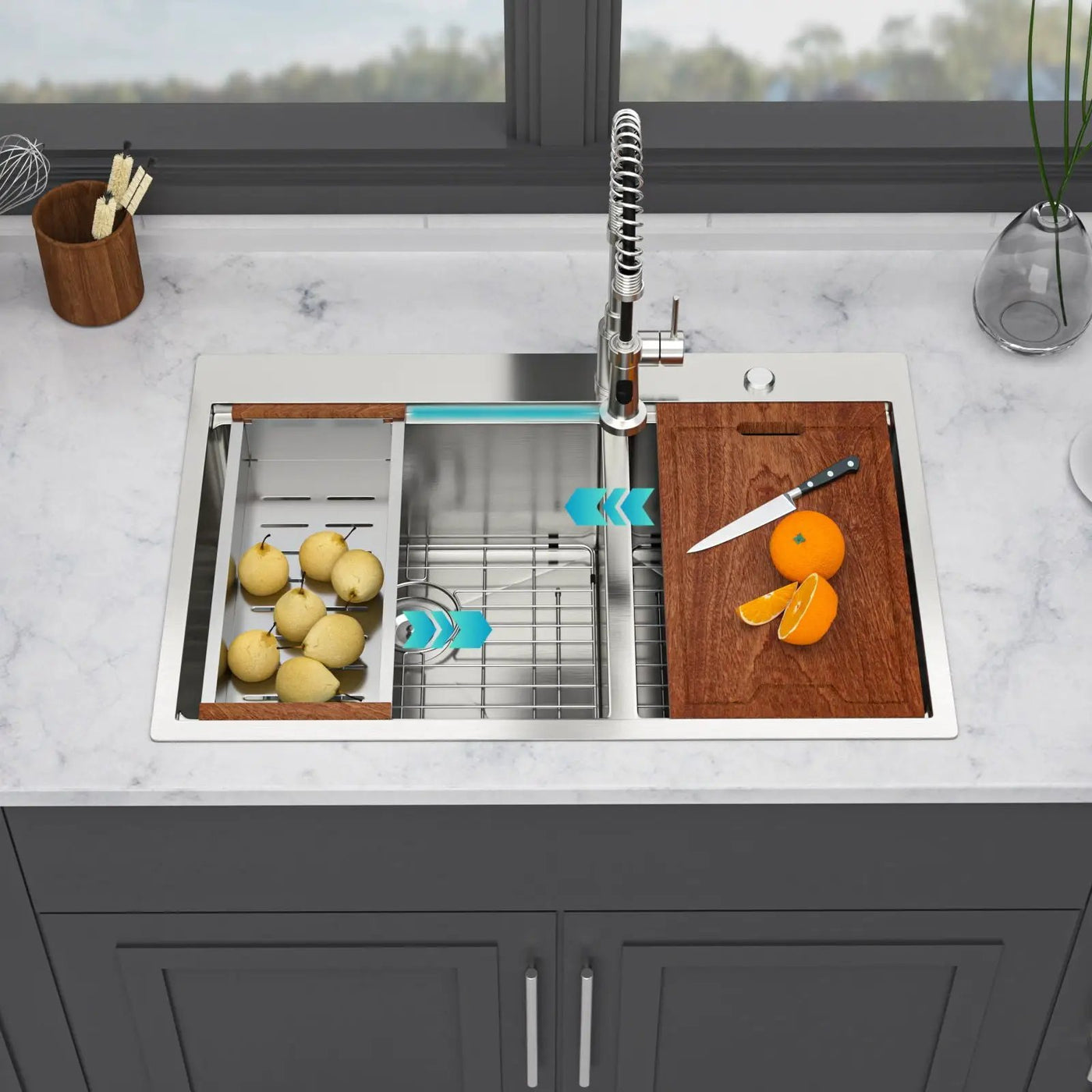 Topmount Drop In Kitchen Sink With Double Bowl Design by HouseOfZazla