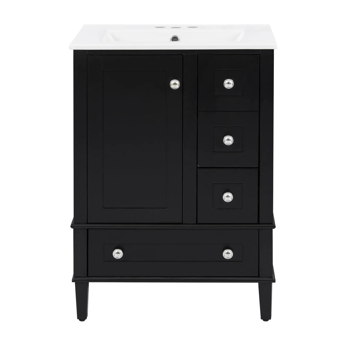 Bathroom Vanity With Integrated Basin, Soft Close Drawers, Door Mounted Double Layer Shelf by Unique Piece Furniture