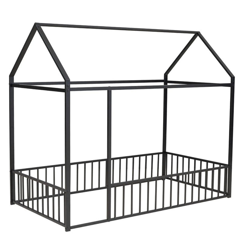 Metal Bed House Bed Frame With Fence by HouseOfZazla