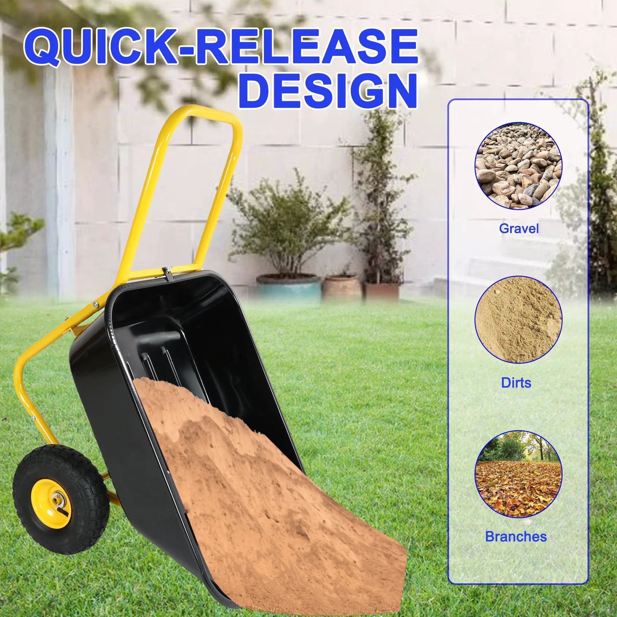 Two-Wheeled Barrow Garden Cart with 10-Inch Pneumatic Wheels by HouseOfZazla
