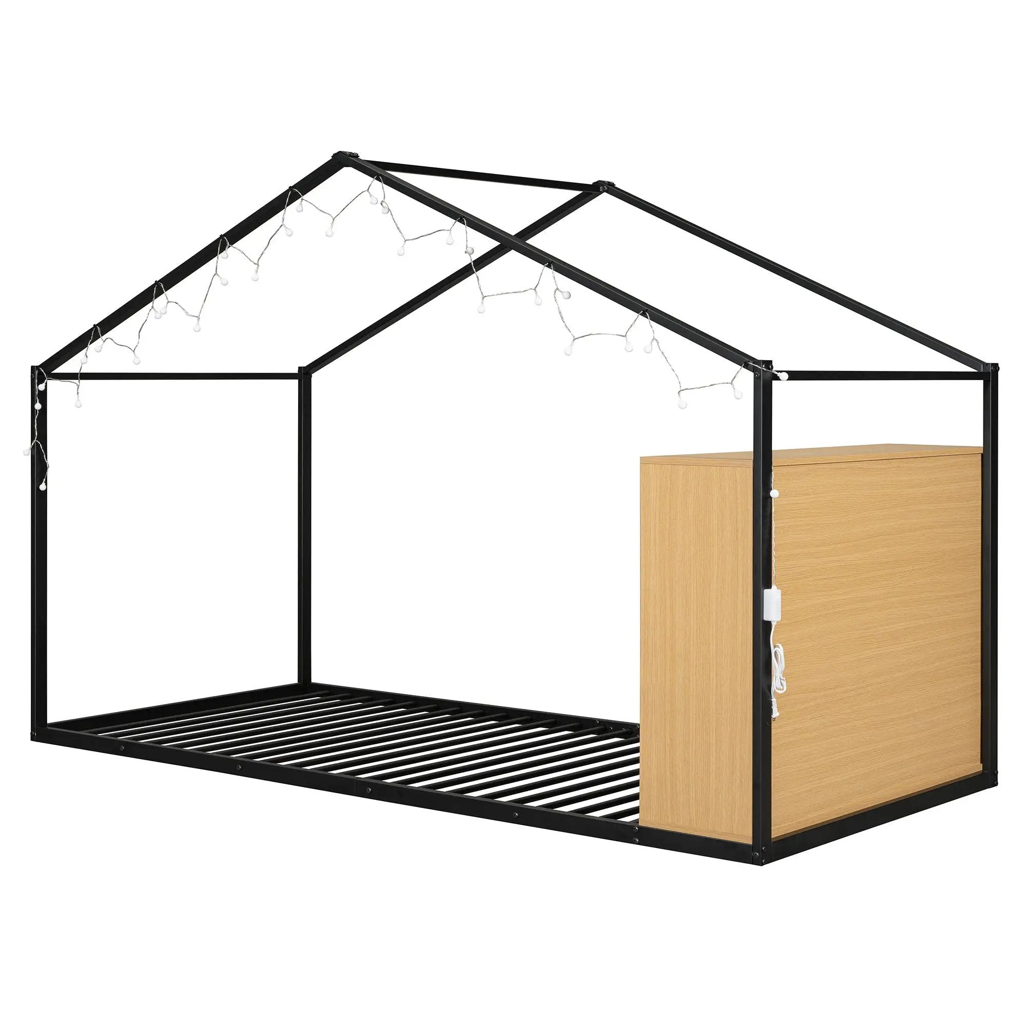 Bed House Frame With Shelves And Lights by Unique Piece Furniture