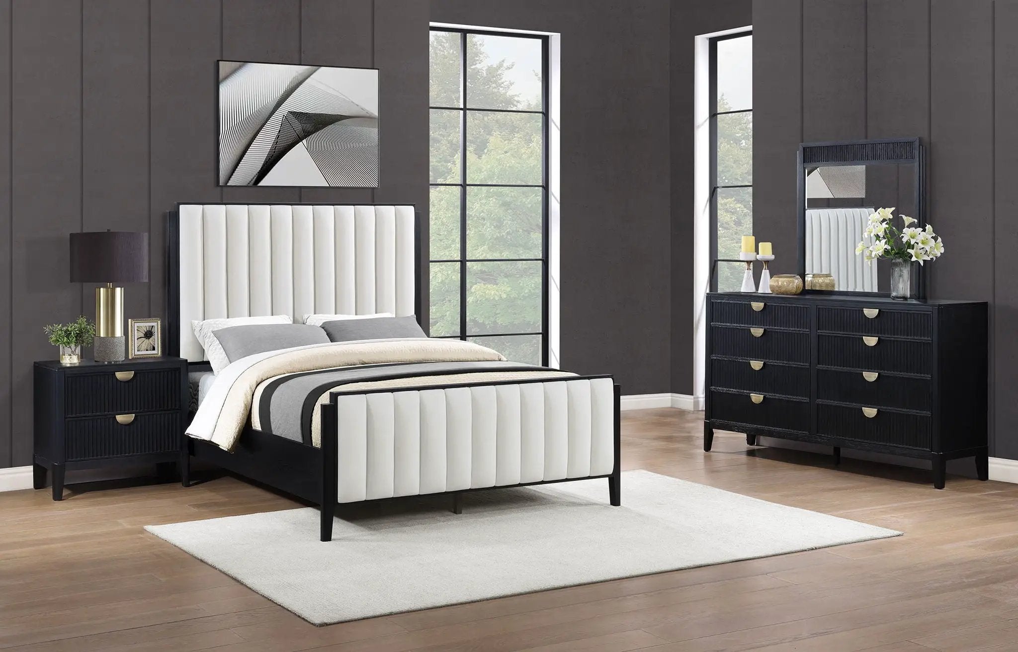 Brookmead 4-piece Upholstered Eastern King Bedroom Set Black by Unique Piece Furniture