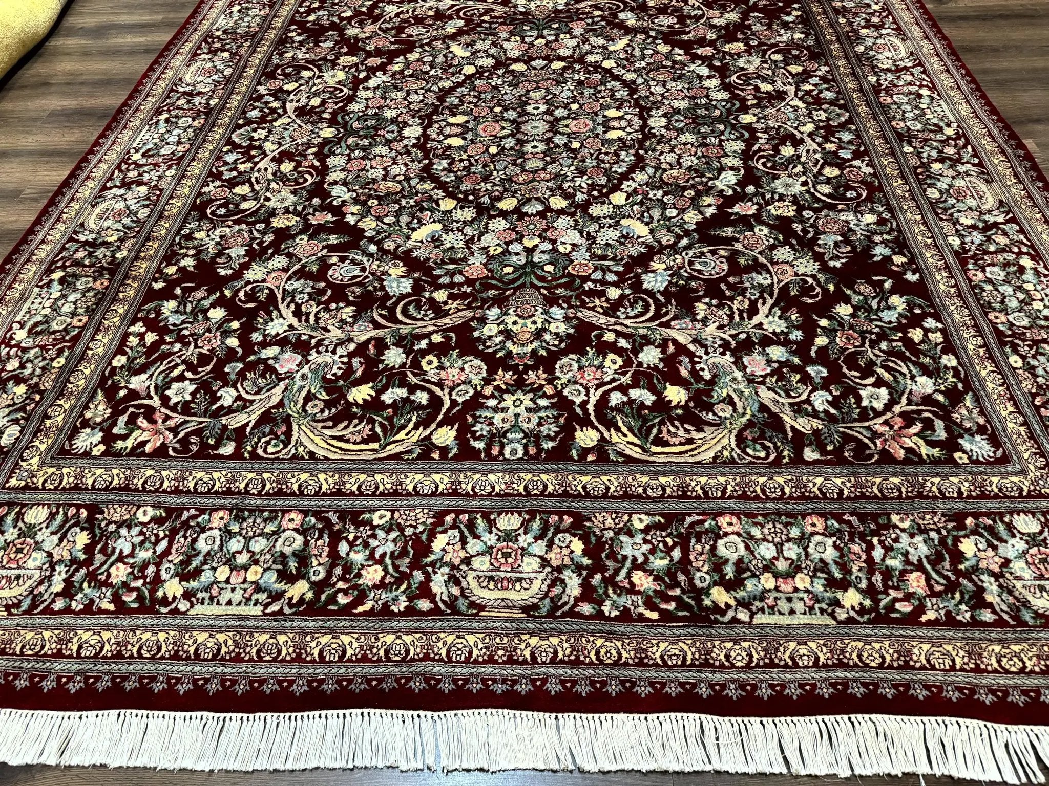 Burgundy Persian Rug 8x10, Pak Persian Floral Carpet, Very Fine 300 KPSI by Jewel Rugs