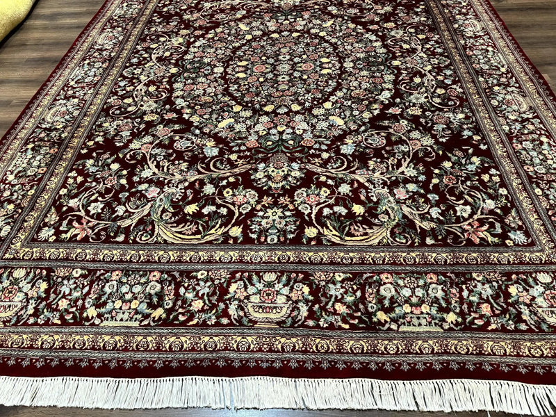 Burgundy Persian Rug 8x10, Pak Persian Floral Carpet, Very Fine 300 KPSI by Jewel Rugs