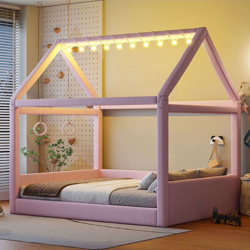 Upholstered House Style Daybed With LED Light Strips by HouseOfZazla
