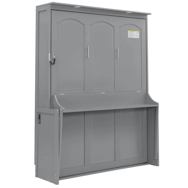 Murphy Bed With Desk, LED Lights & USB Charging Station