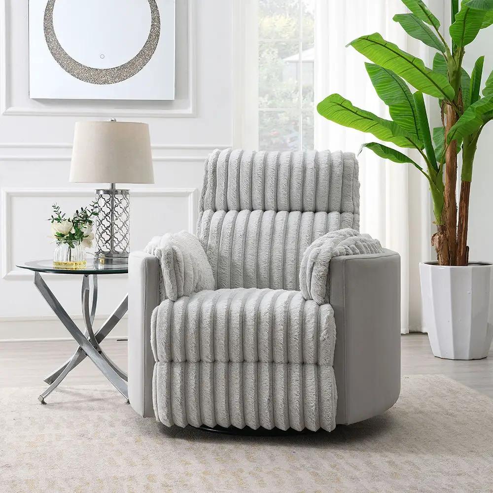 Emee - Glider Recliner With Swivel - Gray Corduroy by Unique Piece Furniture