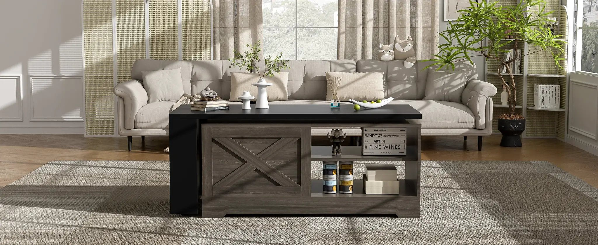Farmhouse Lift Top Coffee Table With Barn Doors by HouseOfZazla