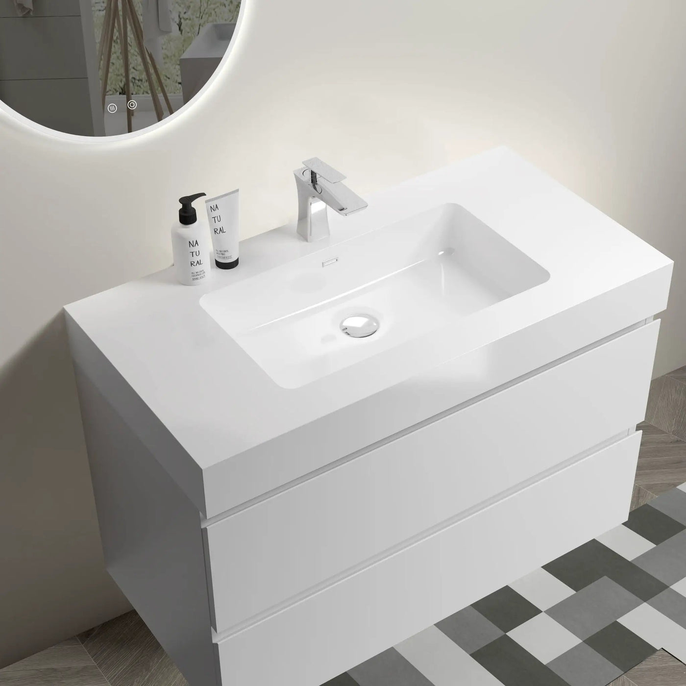 Alice - Bathroom Vanity With Large Storage, Sink, Wall Mounted by Unique Piece Furniture
