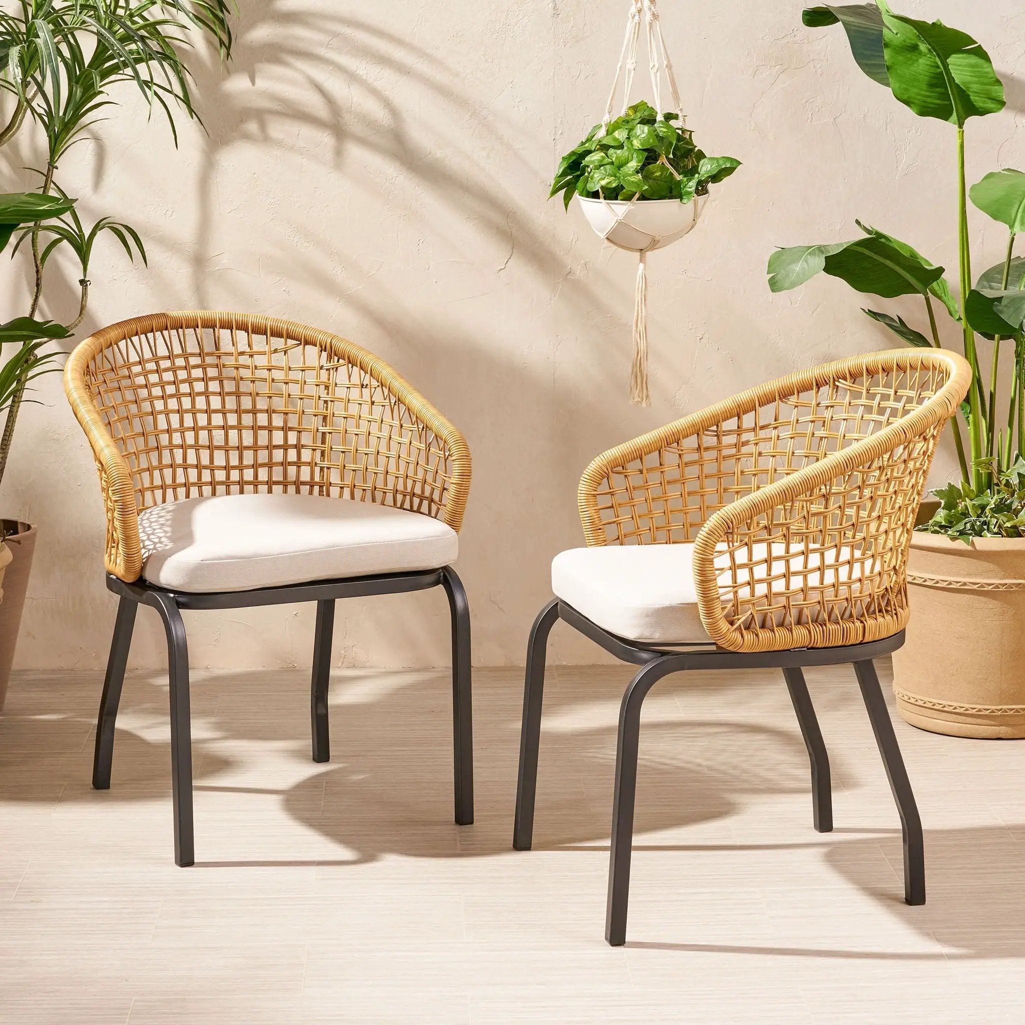 Outdoor Wicker Chair with Powder Coated Iron Legs by HouseOfZazla