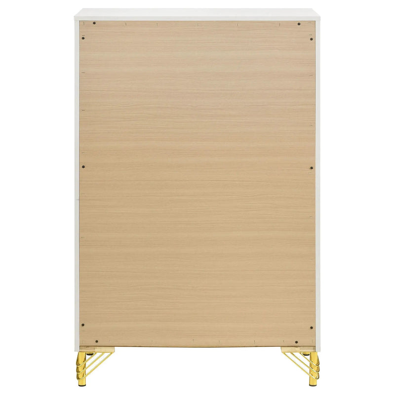 Chesney - 5 Drawer Chest With Trim - White by HouseOfZazla