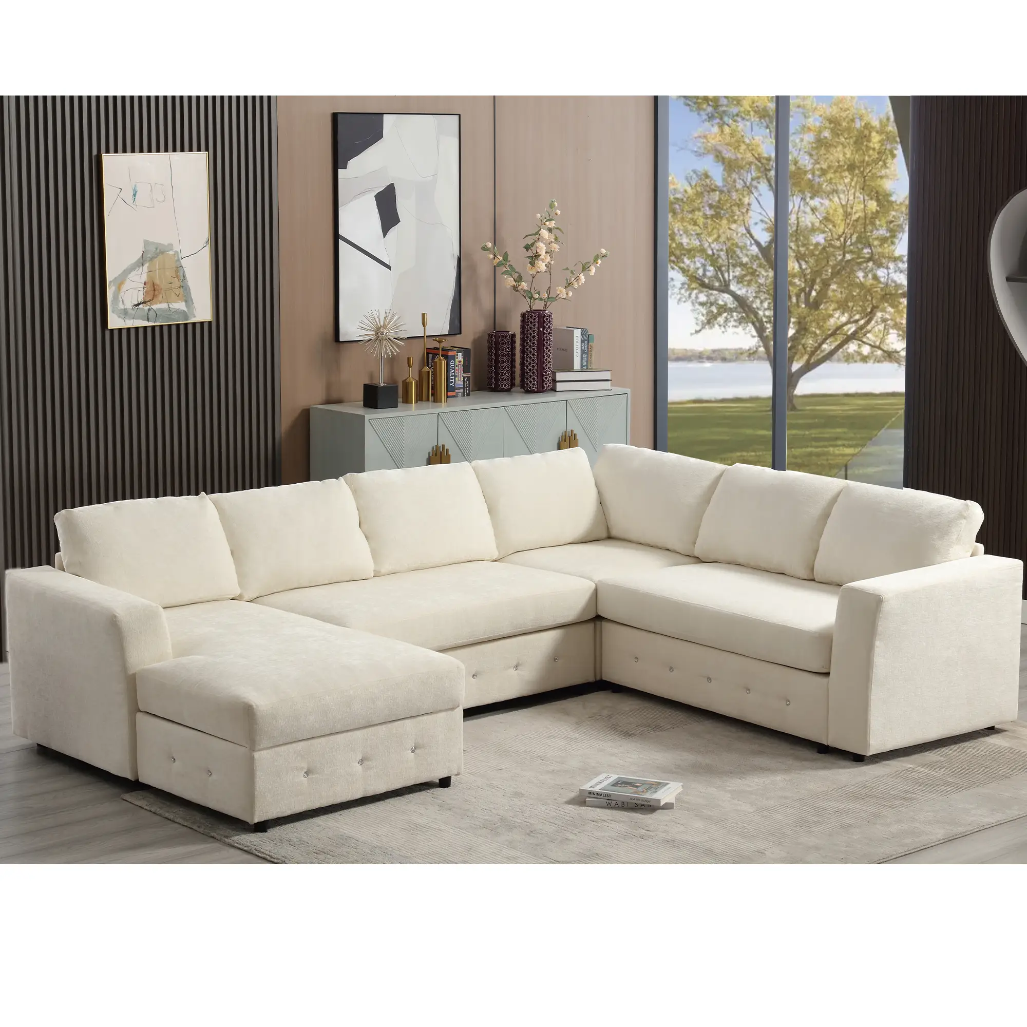 110.75" Sectional Sofa with Chaise Storage by HouseOfZazla