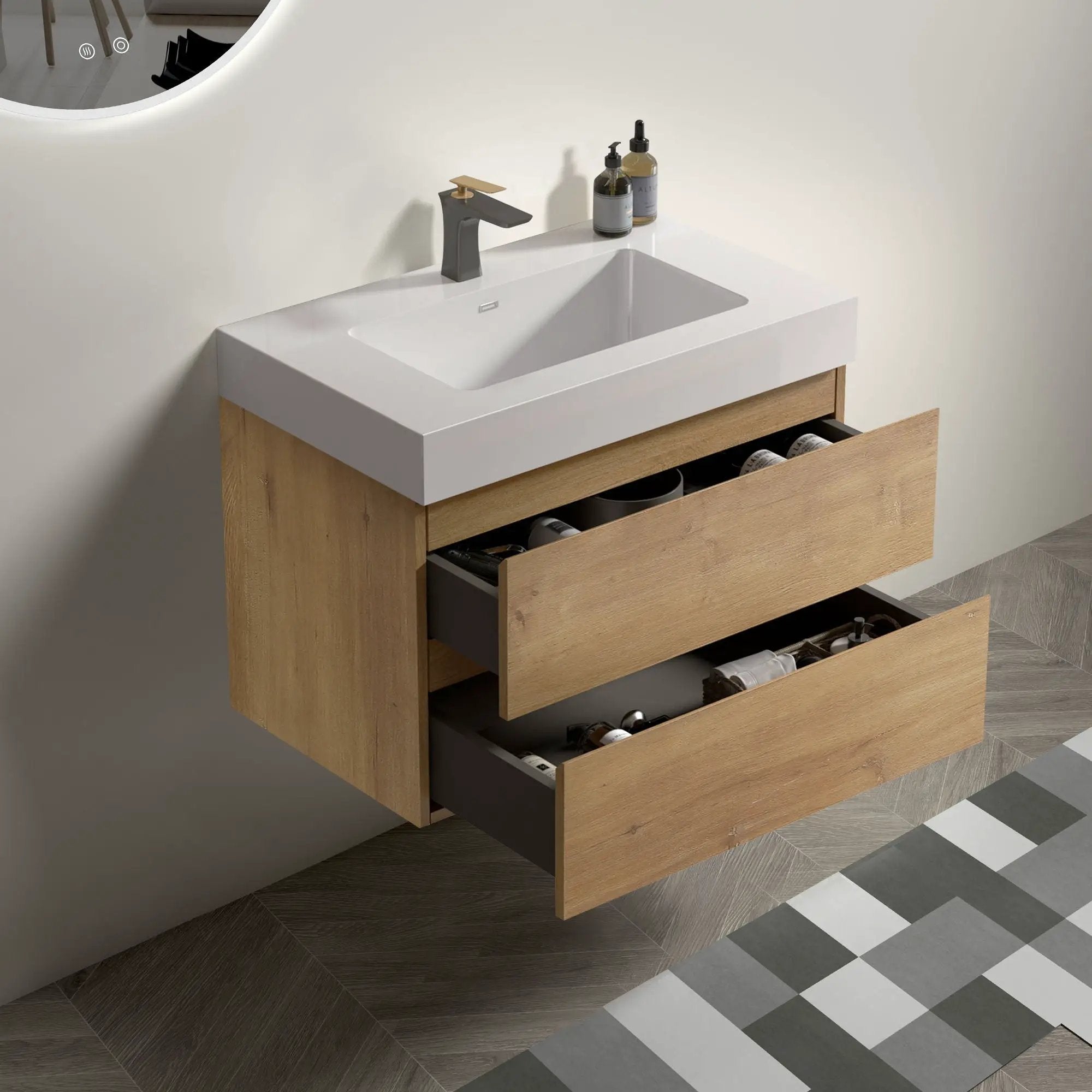 Alice - Bathroom Vanity With Sink, Large Storage Wall Mounted Floating Bathroom Vanity For Modern Bathroom by Unique Piece Furniture