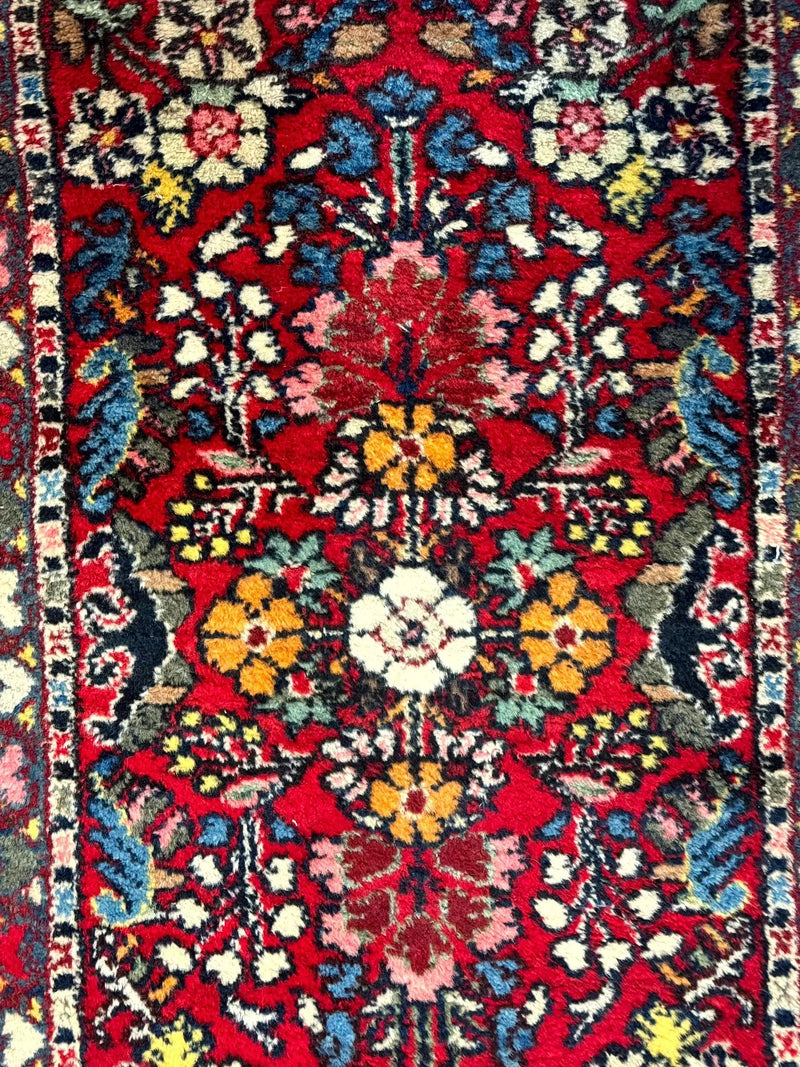Small Persian Tribal Rug 2x3, Red Colorful Small Hamadan Carpet, Antique Persian Rug by Jewel Rugs