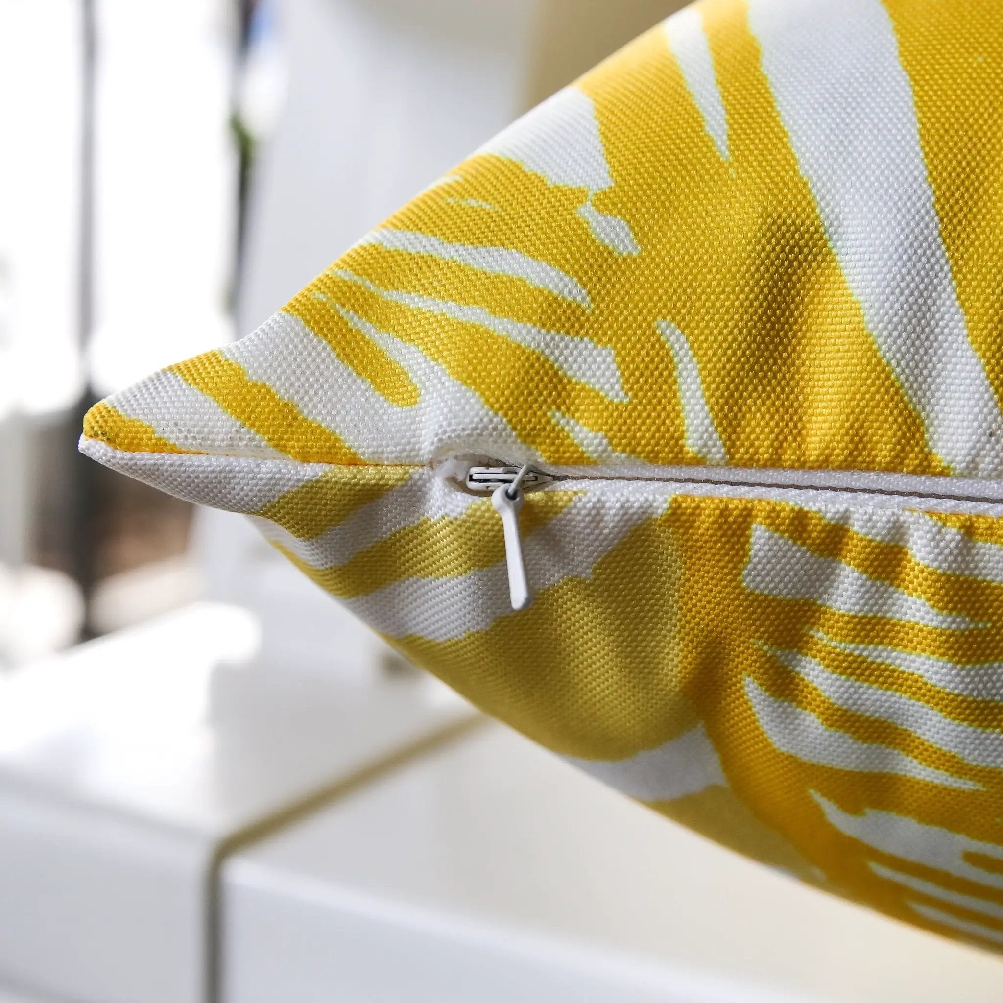 Leaf Vein Yellow Outdoor & Indoor Pillow by HouseOfZazla