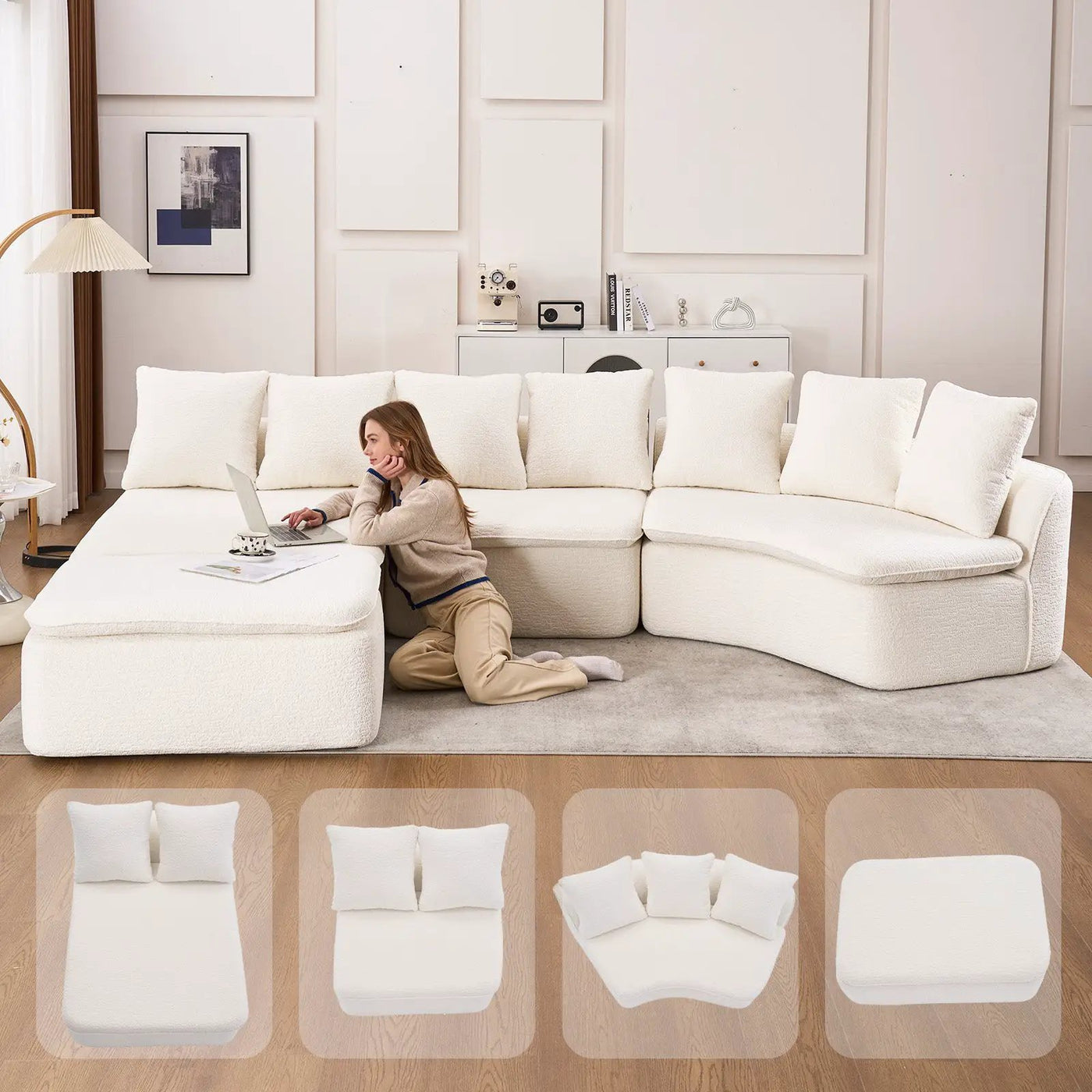 133'' Modular U-Shaped Sectional Compression Sofa by HouseOfZazla