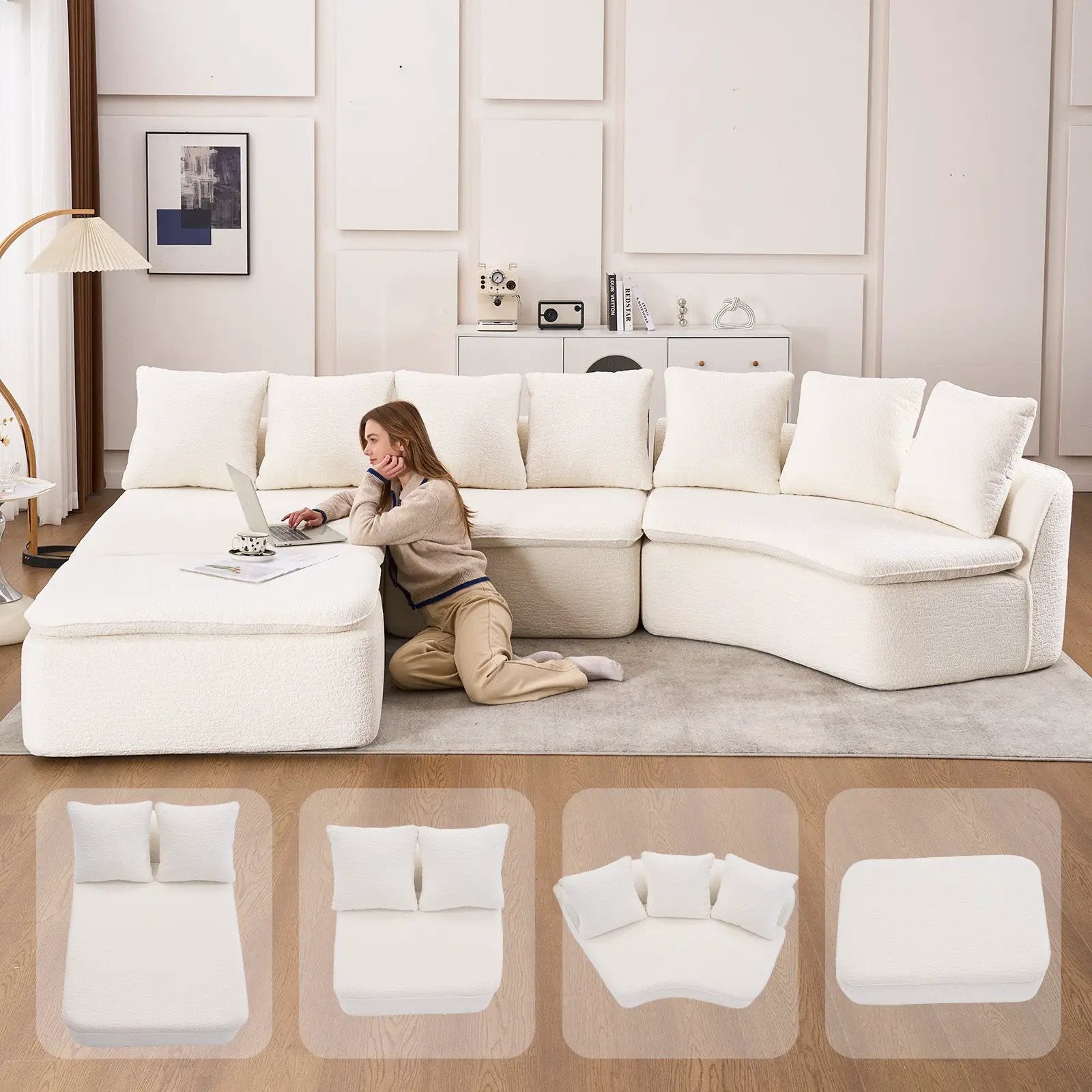 133'' Modular U-Shaped Sectional Compression Sofa by HouseOfZazla