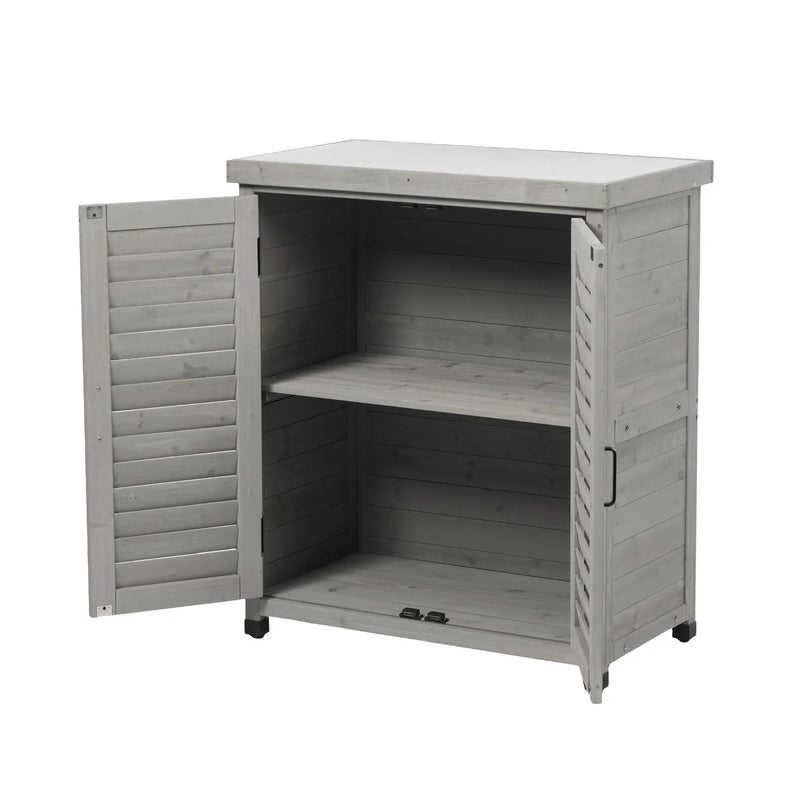 Potting Bench With Storage Cabinet And Metal Table Top For Outdoor by HouseOfZazla