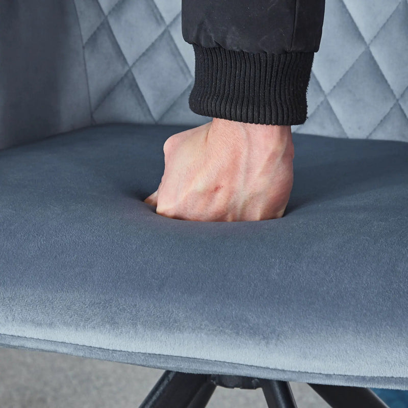 Modern Desk Chair No Wheel, Ergonomic Office Chair Home Office Upholstered Chair, Computer Chair For Bedroom, Reception Room, Living Room With Metal Legs - Blue by Unique Piece Furniture
