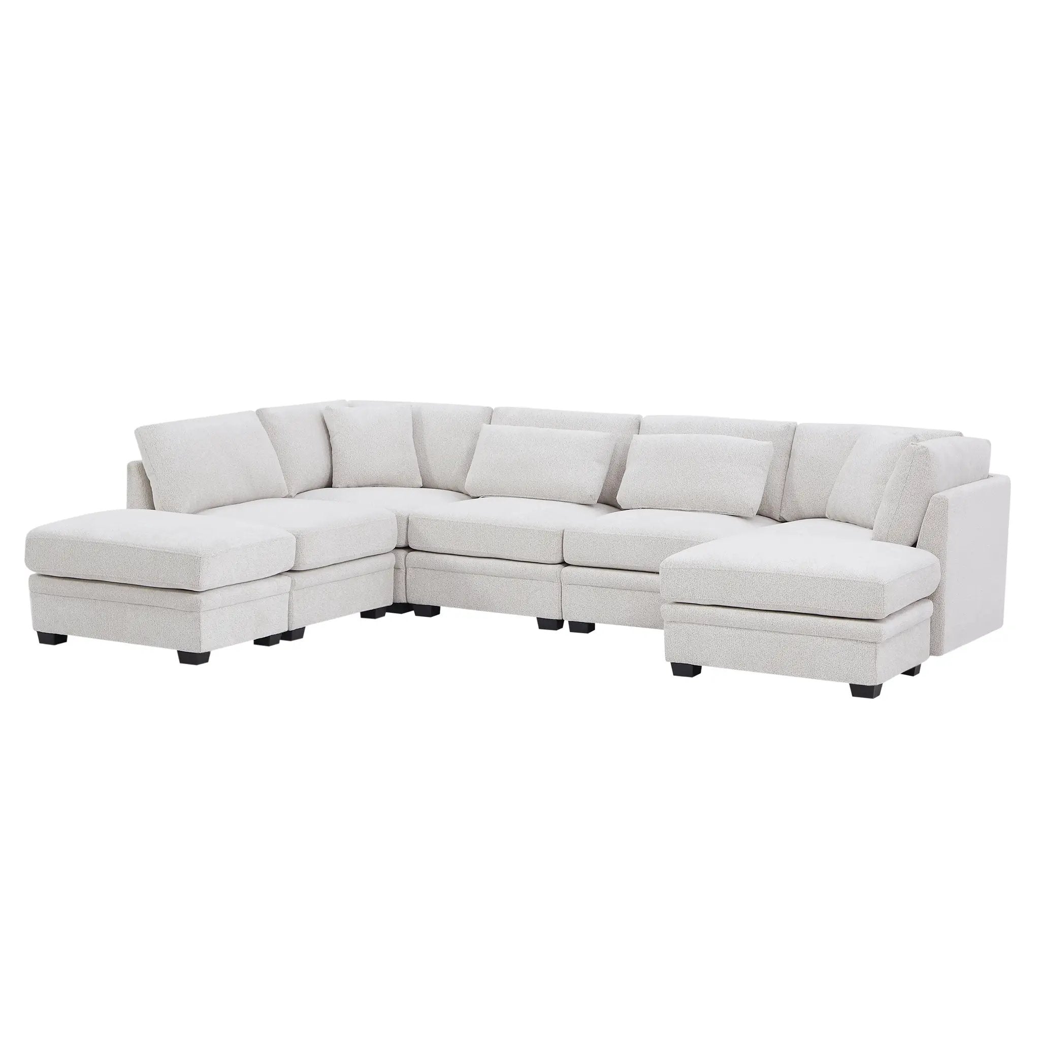 7-Piece Reversible Modular Corner Sectional Sofa - Beige by HouseOfZazla