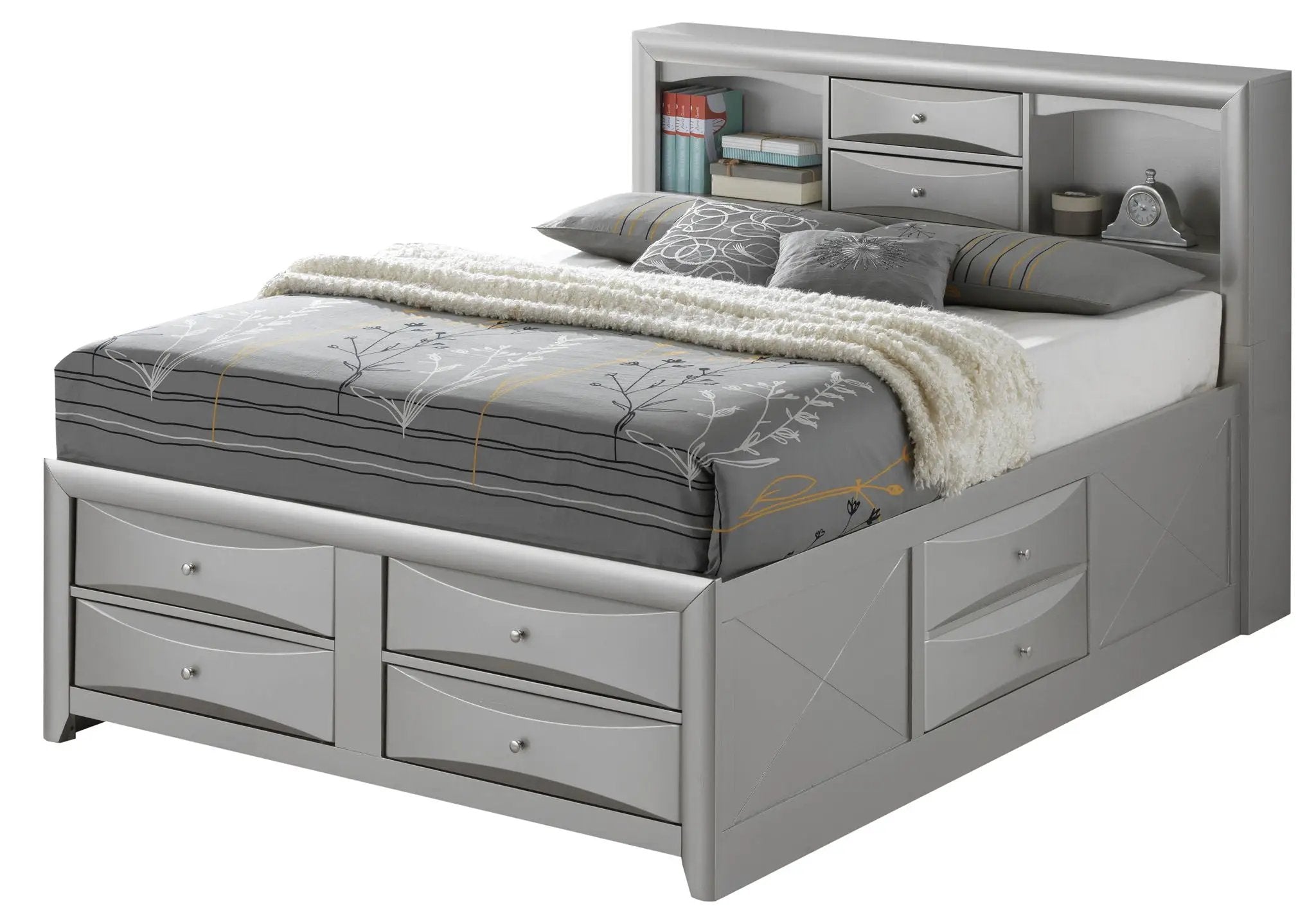 Modern Design Storage Bed With Bookcase Headboard by HouseOfZazla
