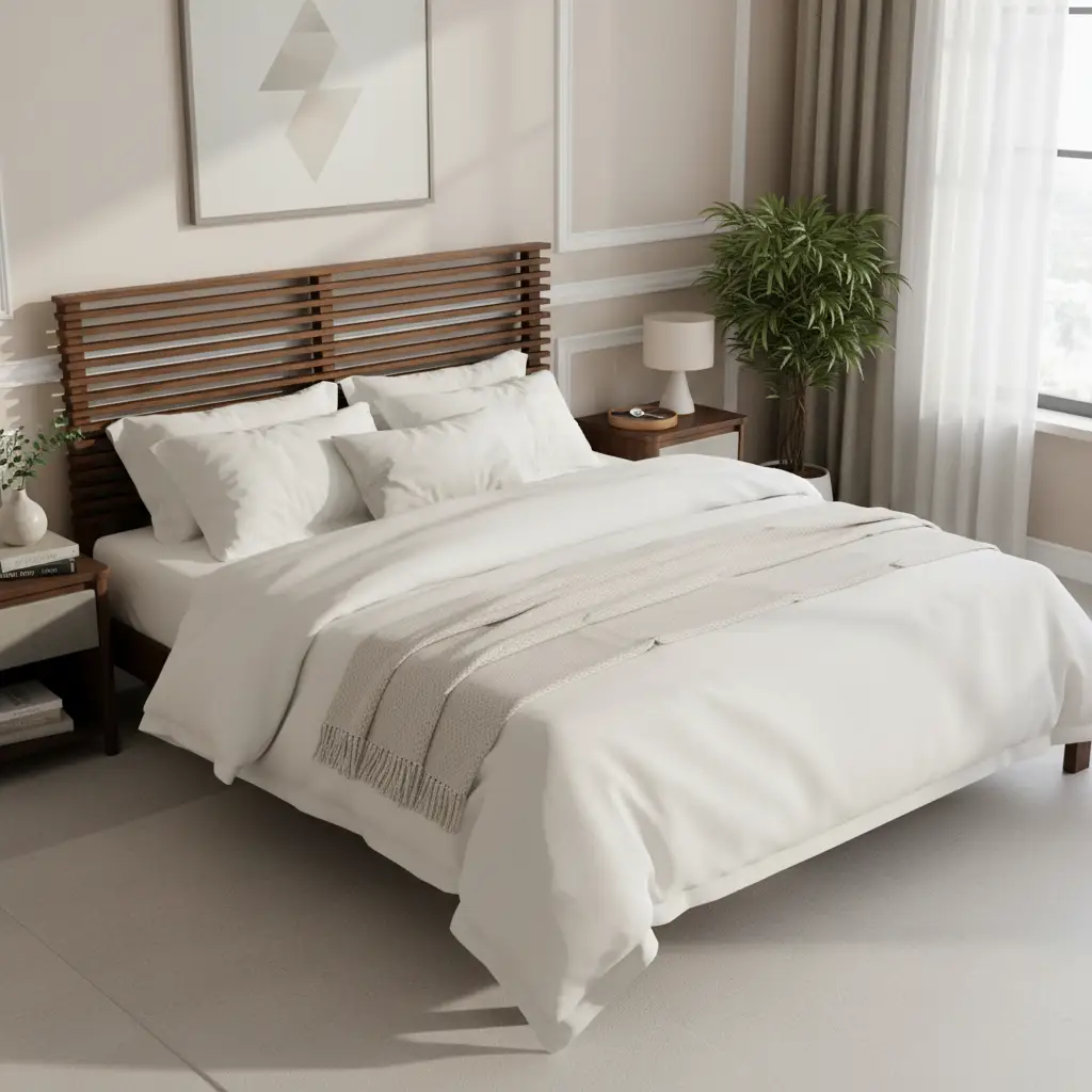 Premium Solid Wood Queen Size Platform Bed Frame by HouseOfZazla