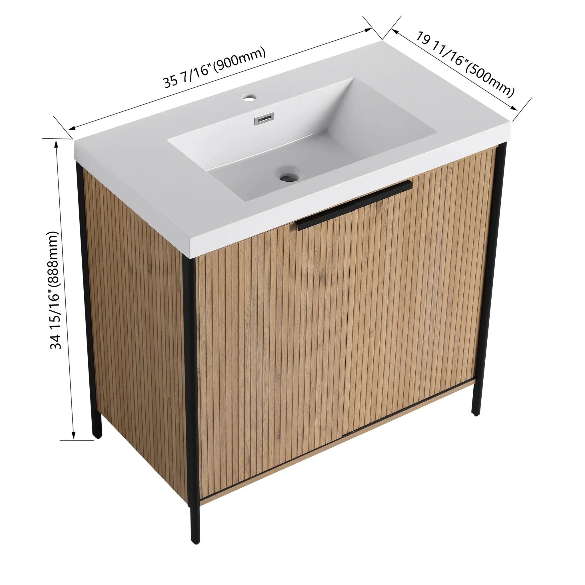 Modern Freestanding Bathroom Vanity With Resin Sink & Soft Close Cabinet Doors by Unique Piece Furniture