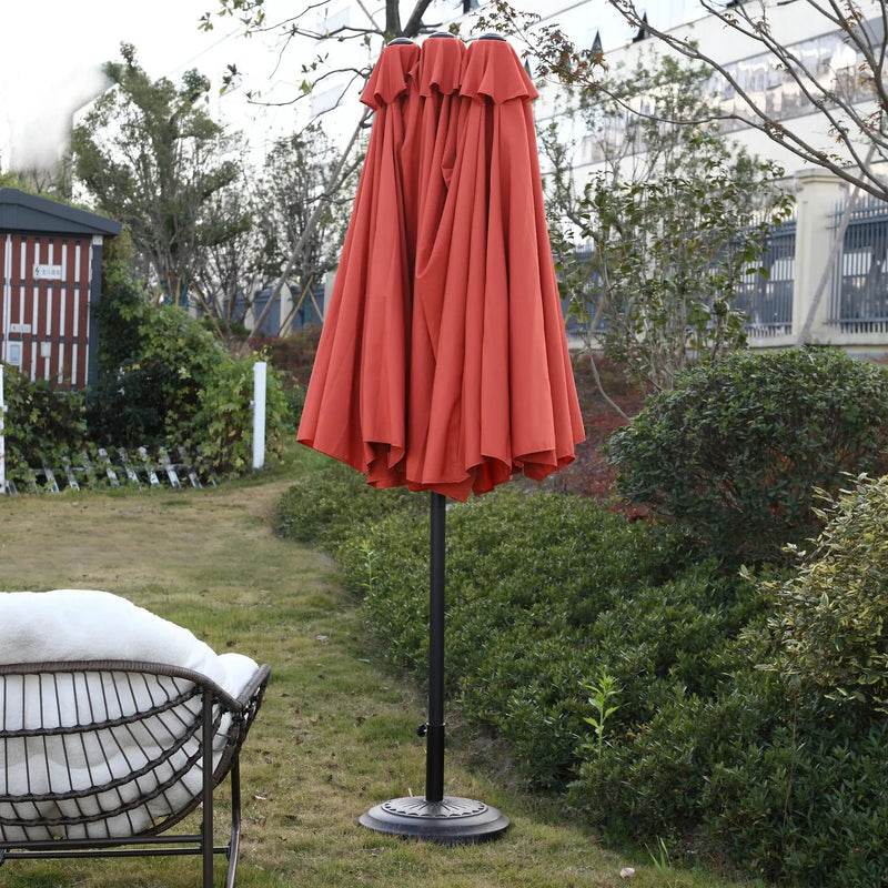 14.8 Ft Double Sided Outdoor Umbrella Rectangular Large with Crank (Orange) (No Base) by HouseOfZazla