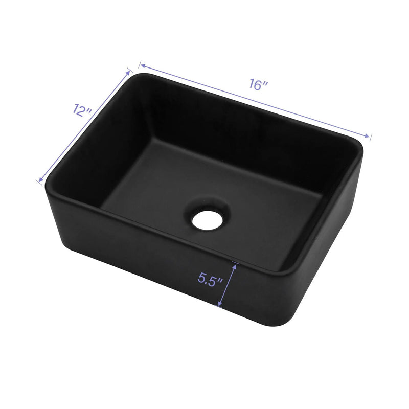 Sleek Ceramic Rectangular Vessel Bathroom Sink by HouseOfZazla