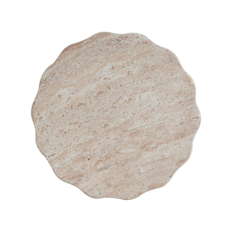 Elegant Indoor/Outdoor Lightweight Concrete Side Table With Travertine - Beige by HouseOfZazla