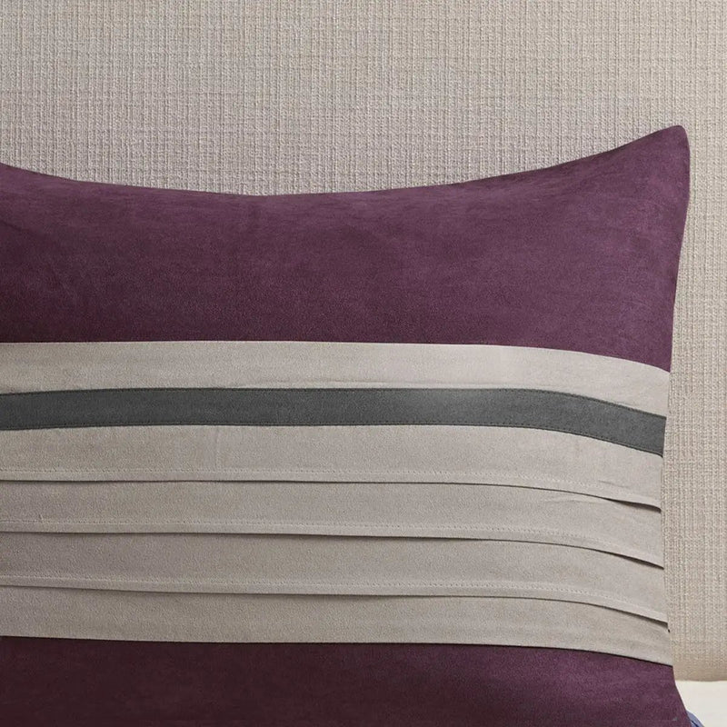 7 PC Pieced Faux Suede Comforter Set Purple King by HouseOfZazla