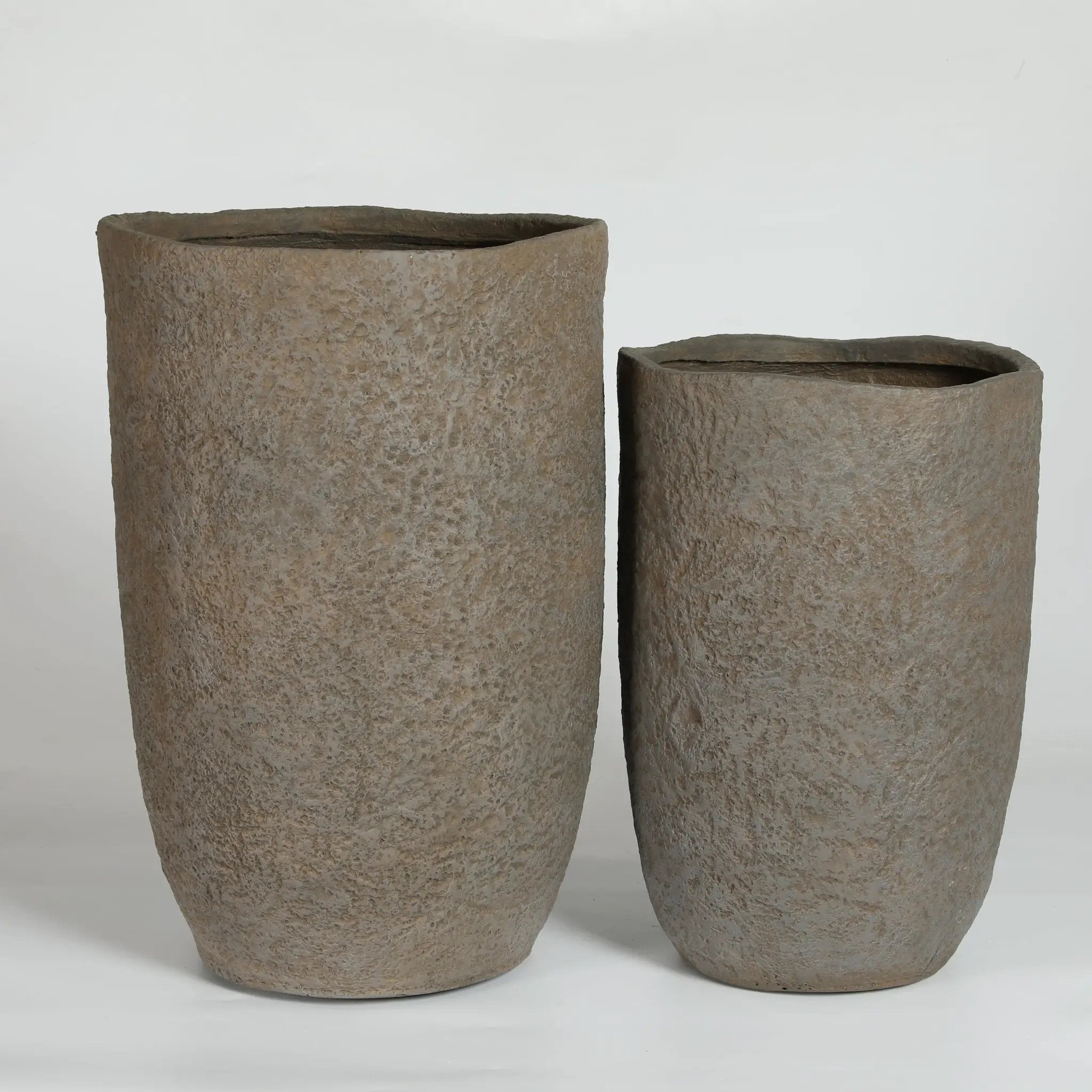 Round Concrete Planter Set of 2, Large Indoor & Outdoor Planter Pots by HouseOfZazla