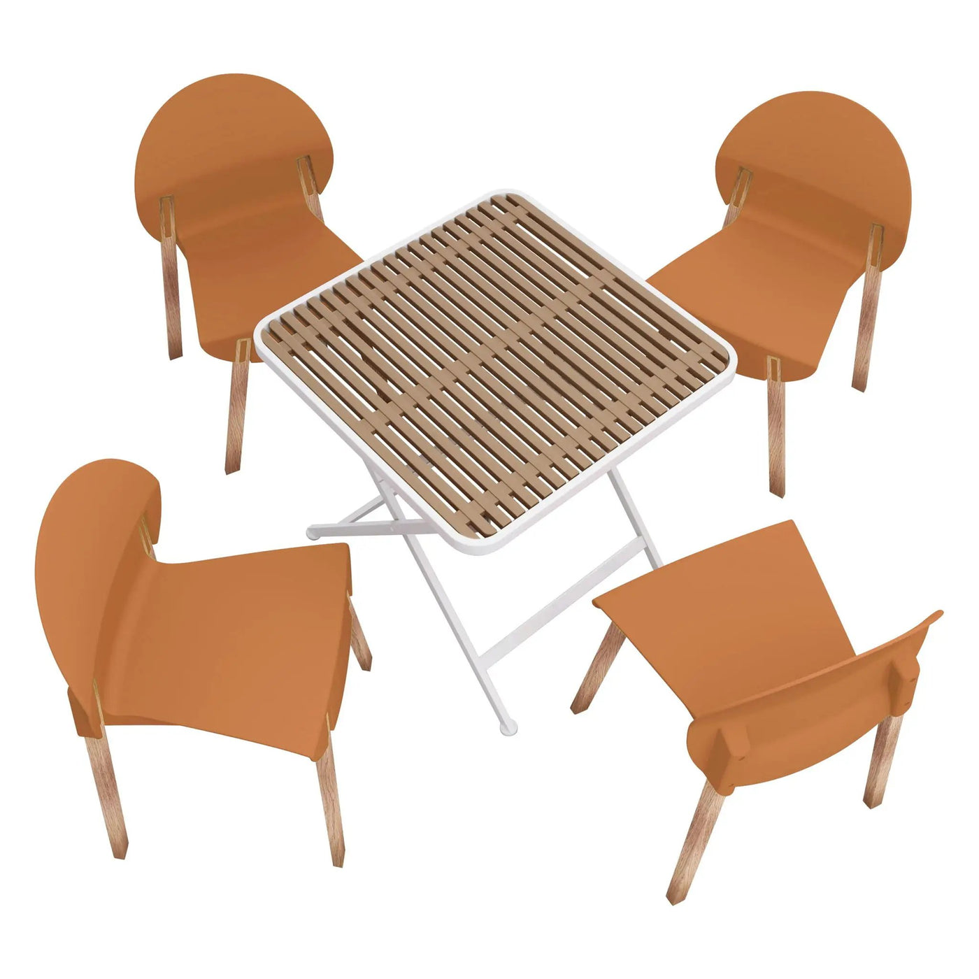 4 Piece Set Of Single Chairs With A Folding Square Table by HouseOfZazla