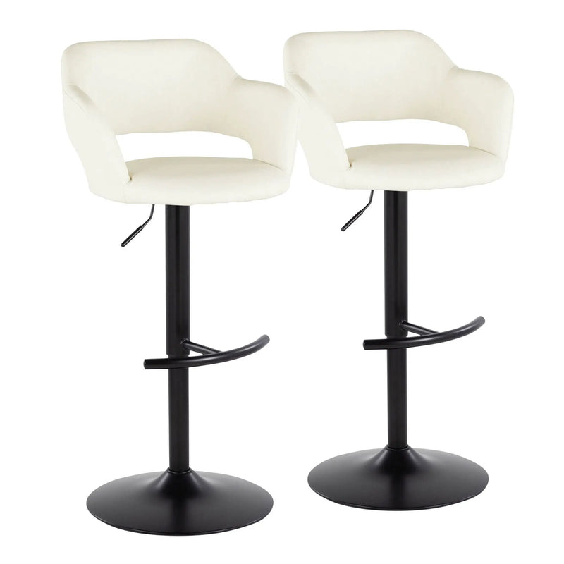 Margarite - Contemporary Adjustable Barstool With Swivel With Rounded T Footrest (Set of 2) by Unique Piece Furniture
