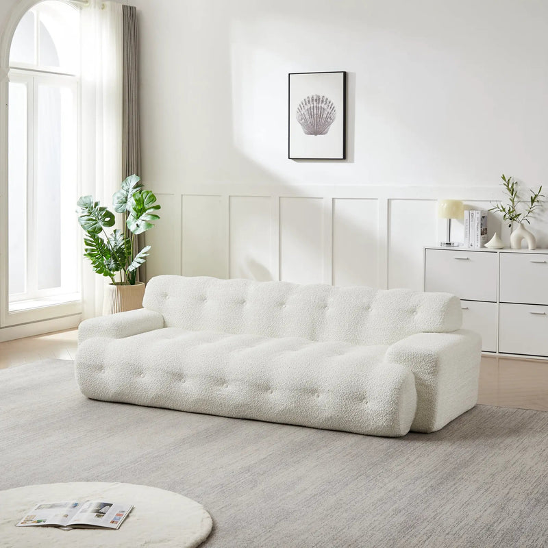 87.4-Inch Cloud Series Minimalist Button-Tufted Square Arm Three-Seater Sofa by HouseOfZazla