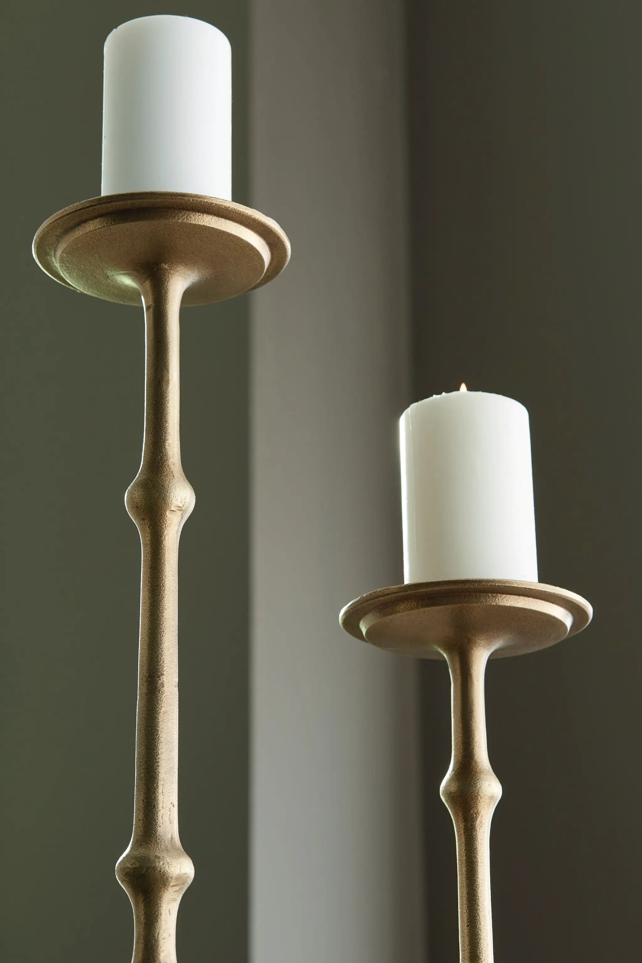 Larwick - Candle Holder Set (Set of 2) - Antique Brass Finish by Unique Piece Furniture