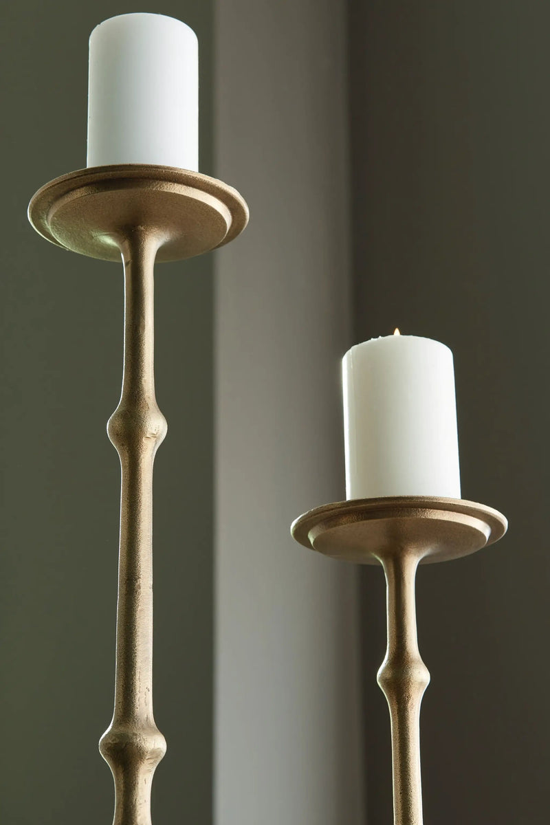 Larwick - Candle Holder Set (Set of 2) - Antique Brass Finish by Unique Piece Furniture