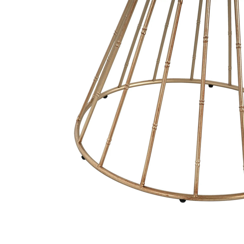 Hollow Edge Retro Art Pine Side Table with Antique Gold and Natural Color by HouseOfZazla