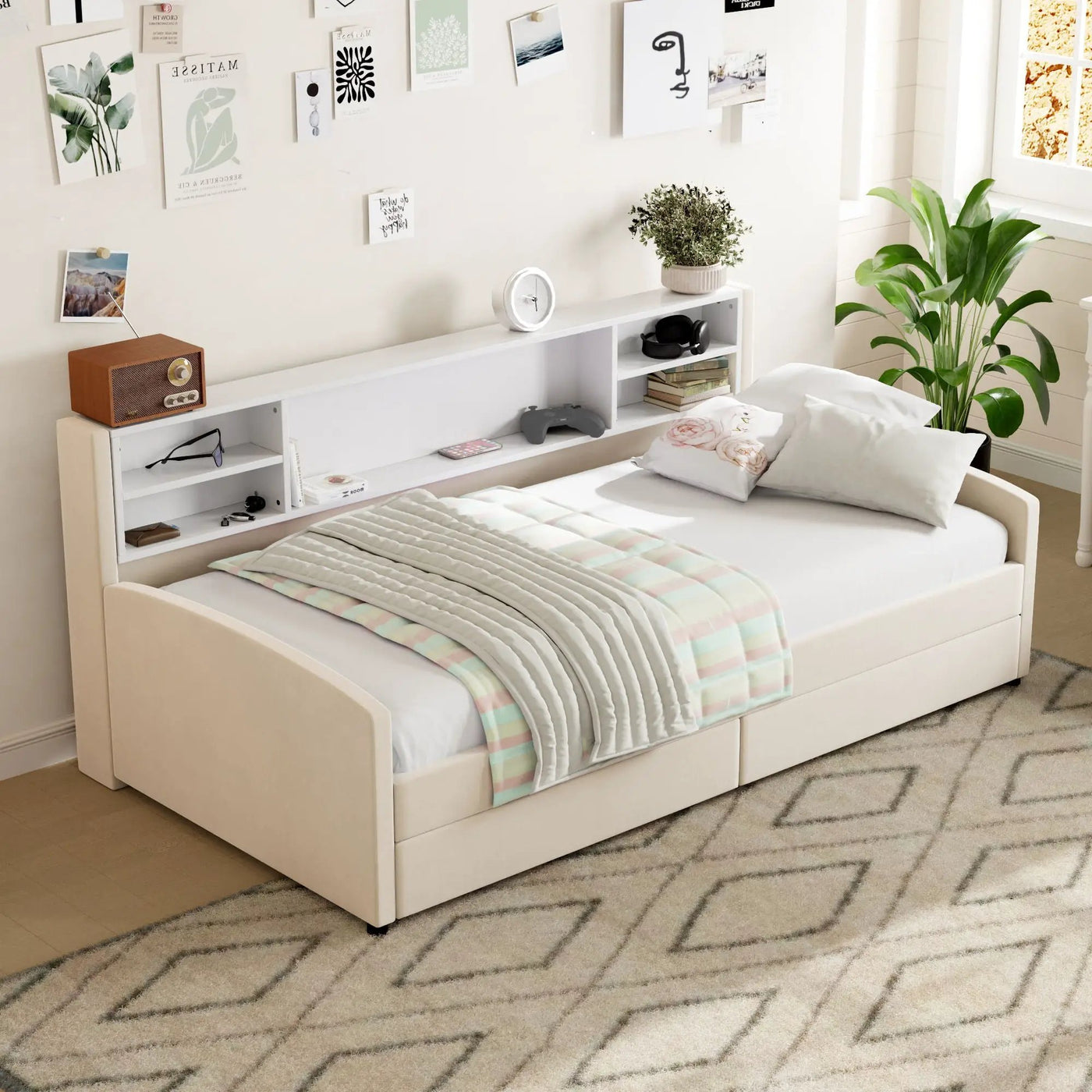Luxurious Upholstered Platform Bed With Storage Drawers by Unique Piece Furniture