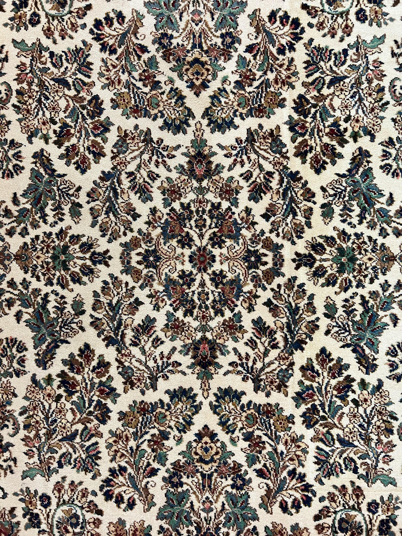 Karastan Rug 5.9 x 9 Ivory Sarouk #760, Vintage Wool Original Collection 700 Series, Discontinued by Jewel Rugs