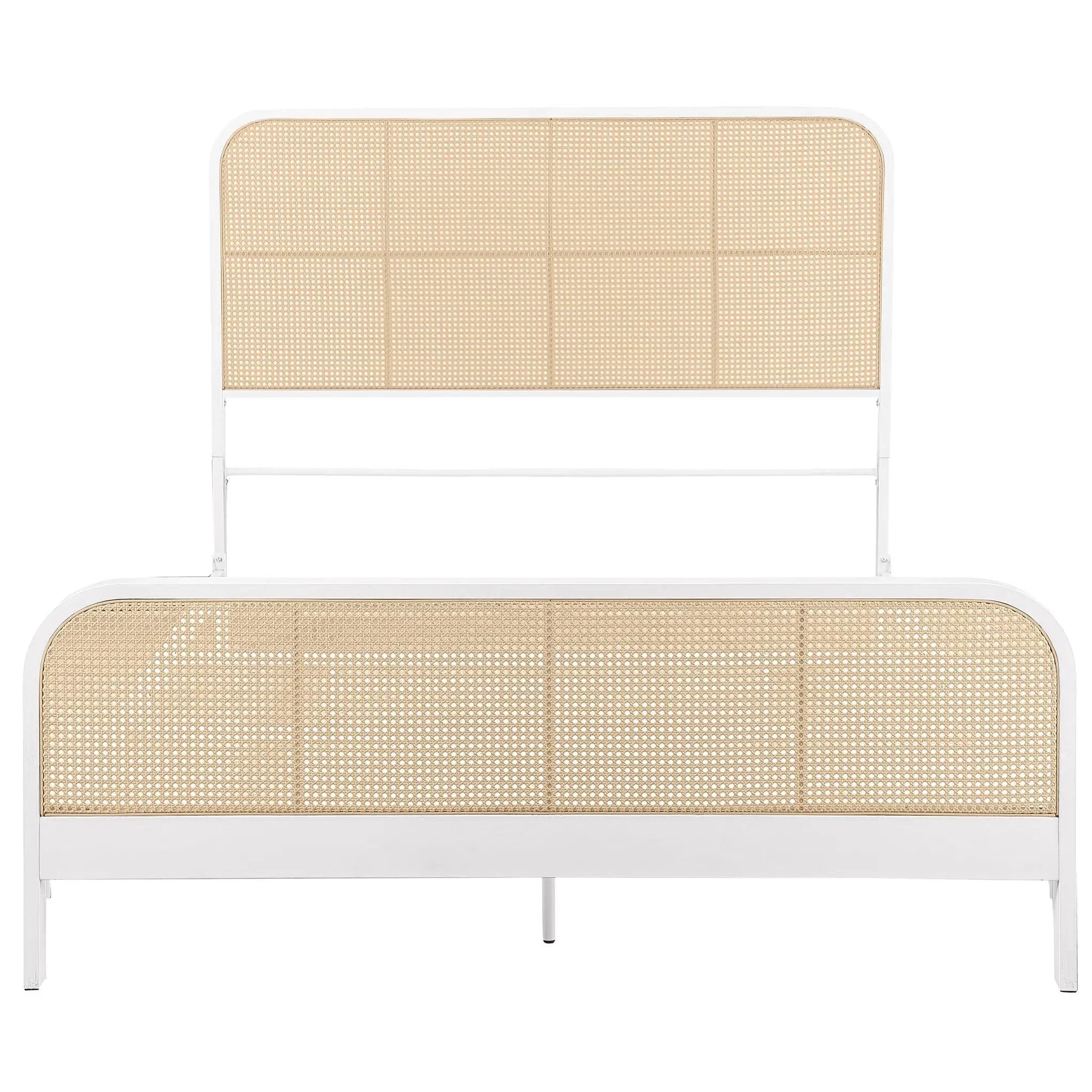 Lanewood Open Cane Webbing Metal Queen Bed White by Unique Piece Furniture