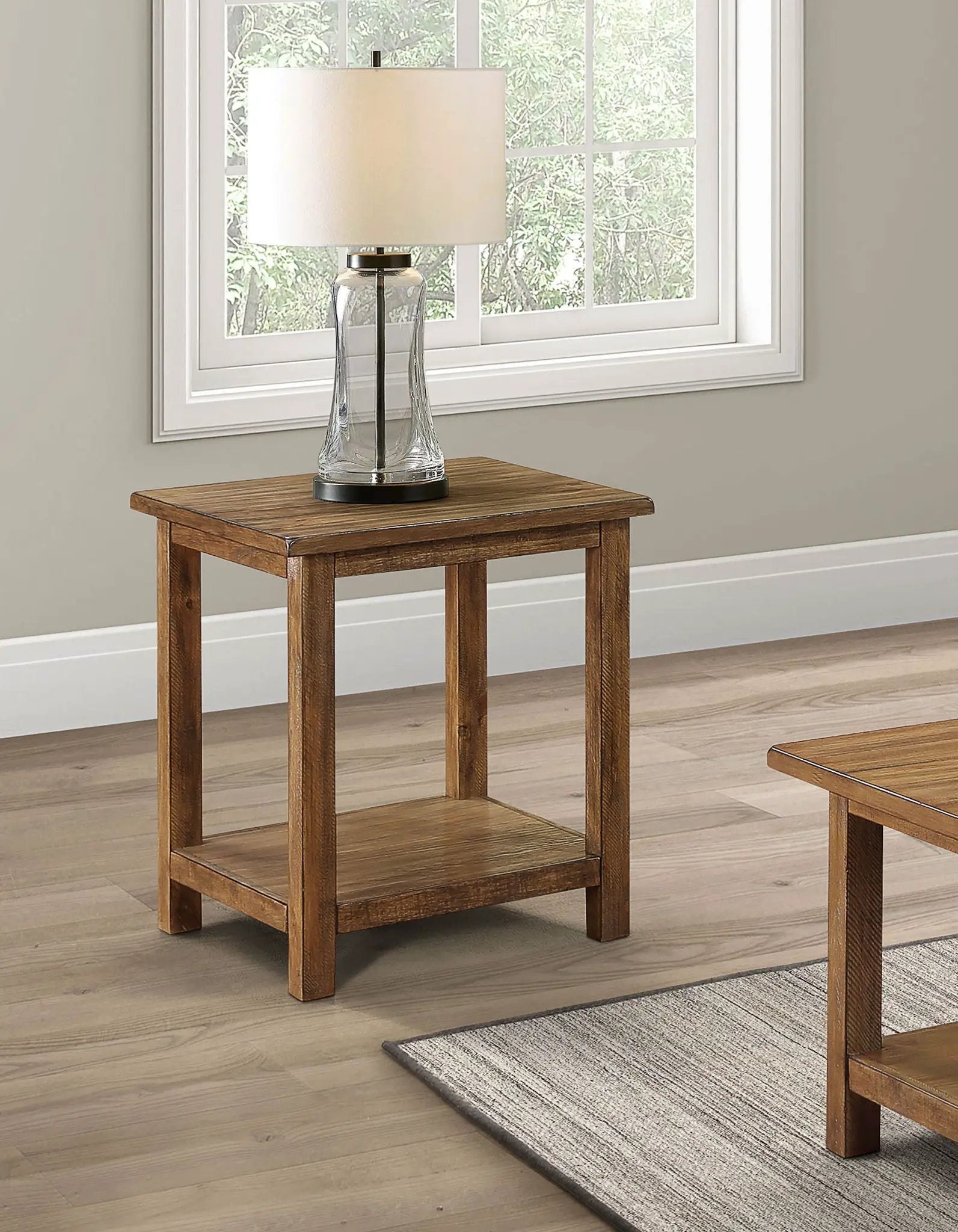 Payne Wood End Table with Shelf Distressed Brown by Unique Piece Furniture