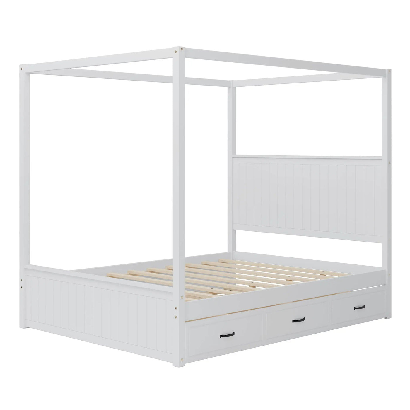 Canopy Platform Bed With Trundle And 3 Storage Drawers by HouseOfZazla